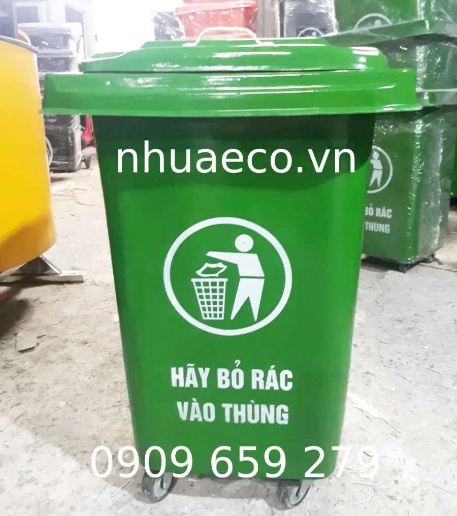 Thùng rác công cộng 60L nắp kín ngăn mùi.