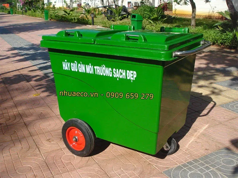 Thùng rác nhựa HDPE 1000 lít dùng cho nhà xưởng, xí nghiệp.