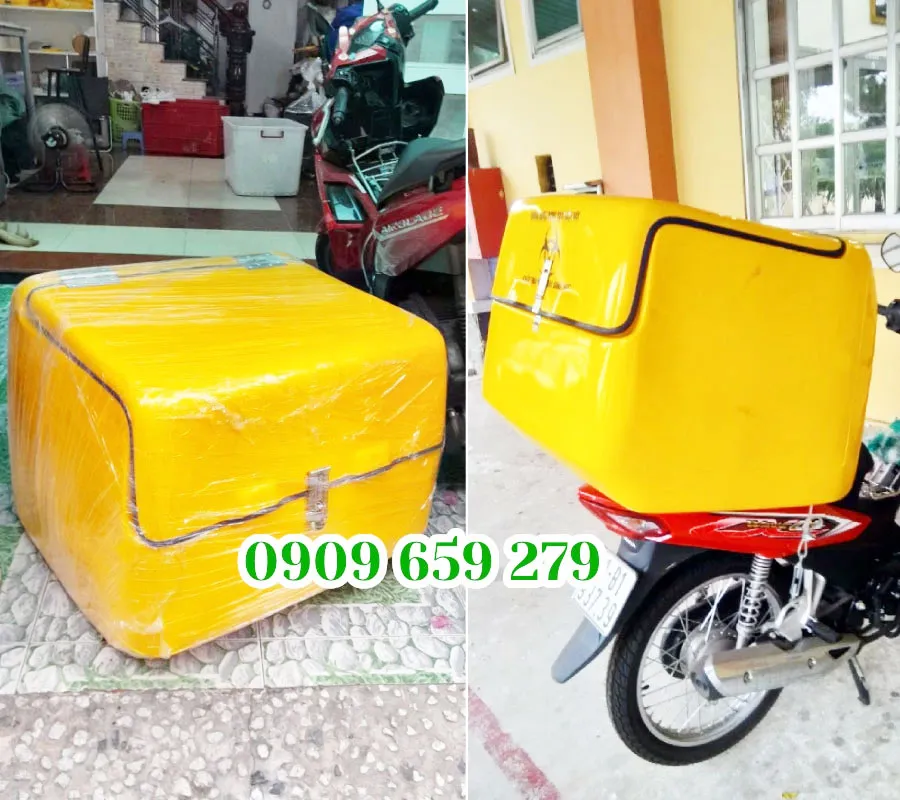 Thùng chở hàng sau xe máy 60x52x50cm.