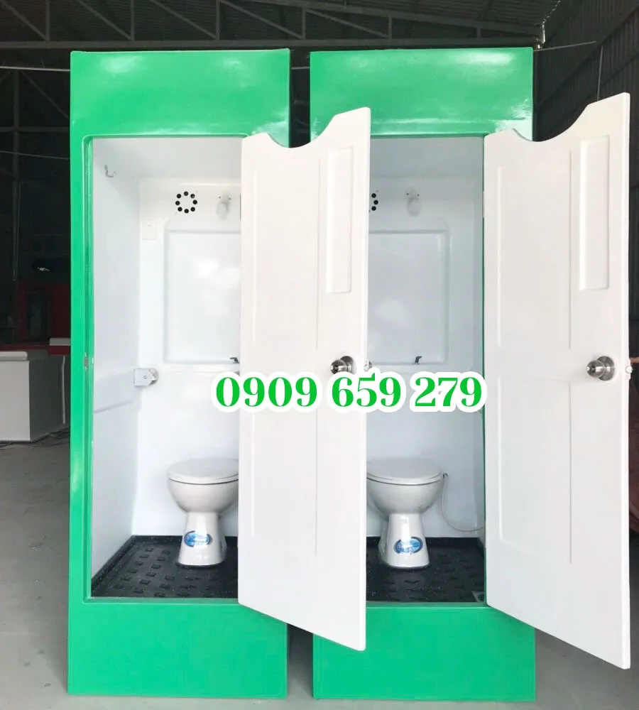 Nhà vệ sinh di động đơn, mái vuông cao cấp.