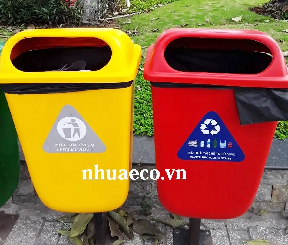 Thùng rác ngoài trời 55 lít.