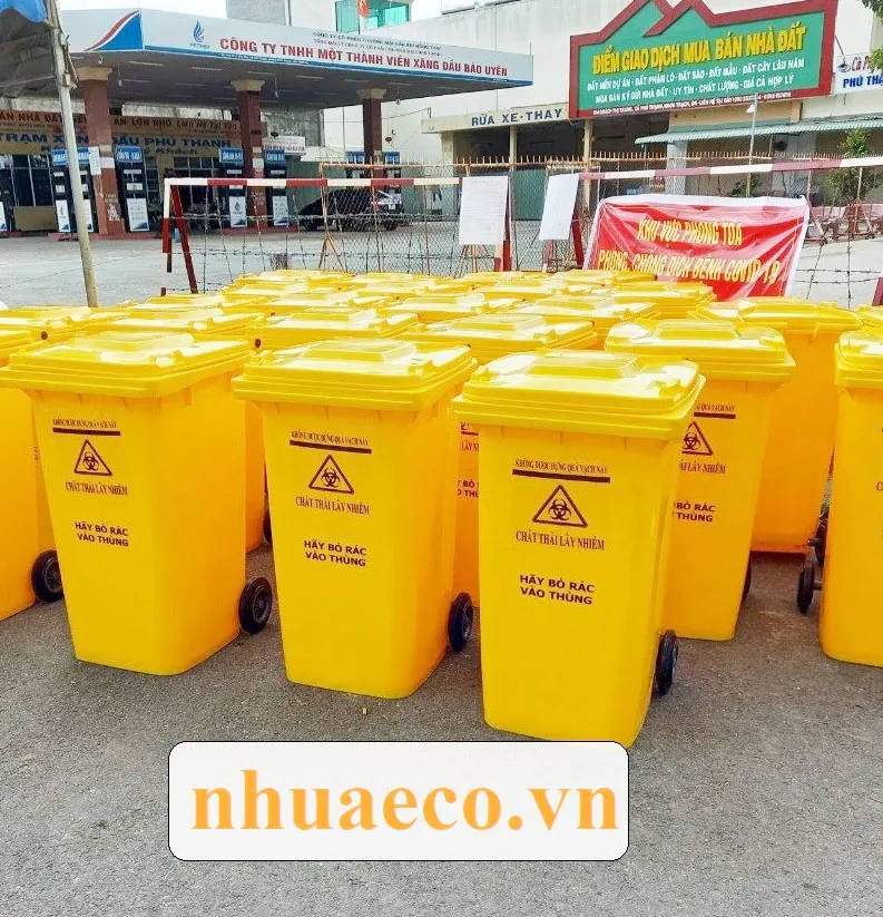 Thùng rác 240 lít dùng cho bệnh viện, trung tâm y tế.