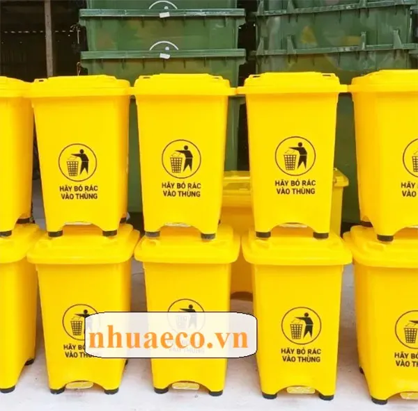 Thùng rác nhựa 60l nắp kín, đạp chân.