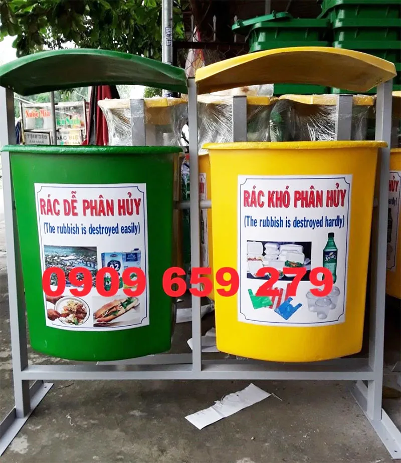 Thùng rác treo đôi nhựa composite.