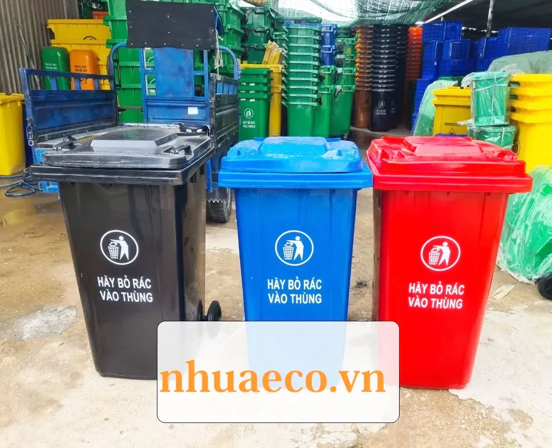 Thùng rác phân loại 240L nắp kín.