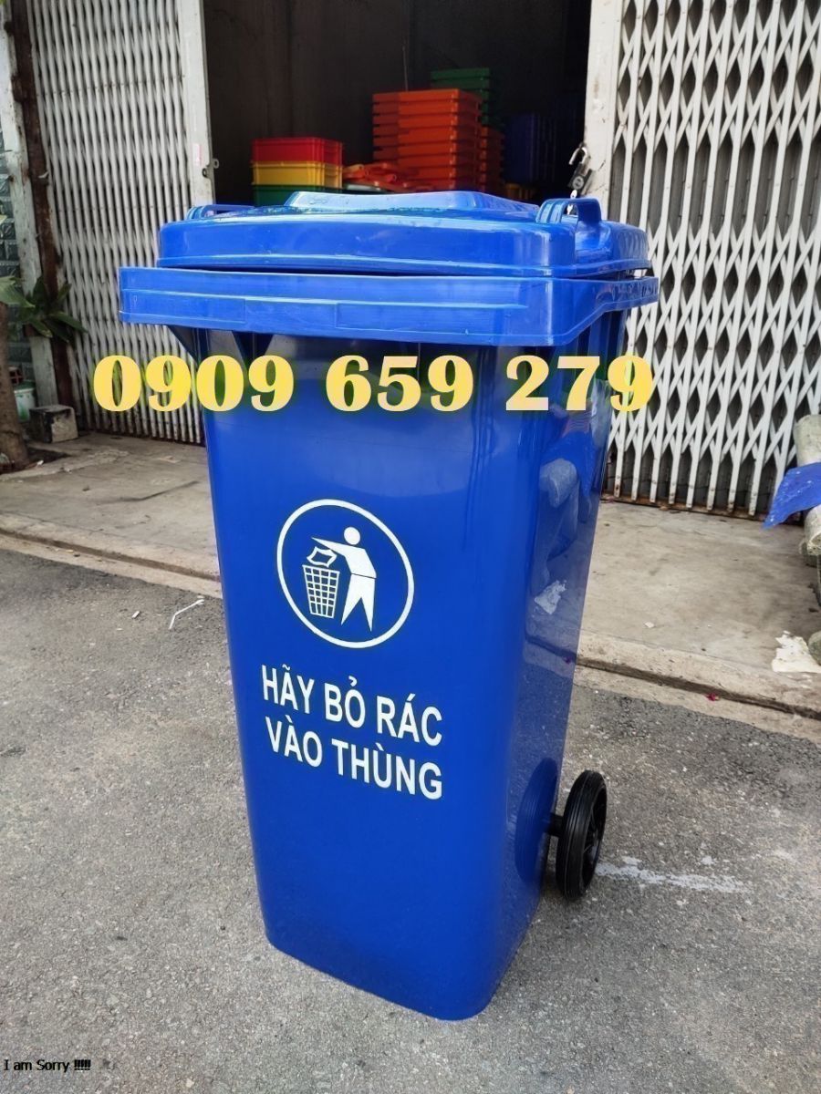 Thùng rác 240 lit màu xanh dương giá rẻ