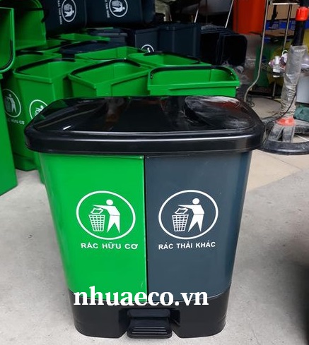 Thùng rác 2 ngăn phân loại rác tại nguồn 40 lít giá rẻ 