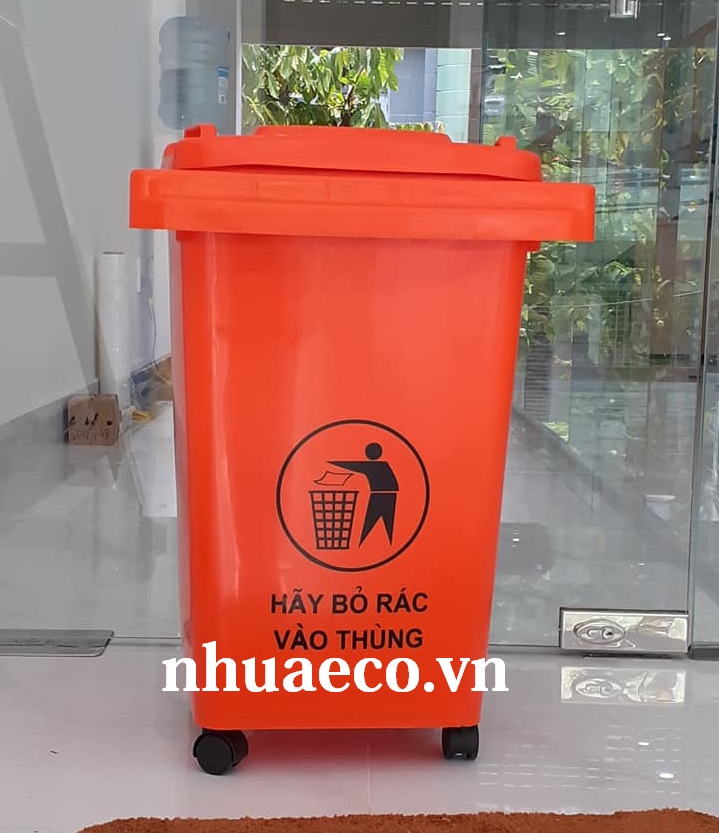 Thùng rác công cộng 60L màu đỏ