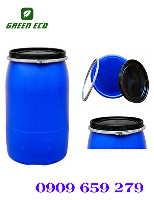 Thùng phuy 220 Lít Đai Sắt nhựa HDPE GreenEco - TP220 (Ảnh 1)
