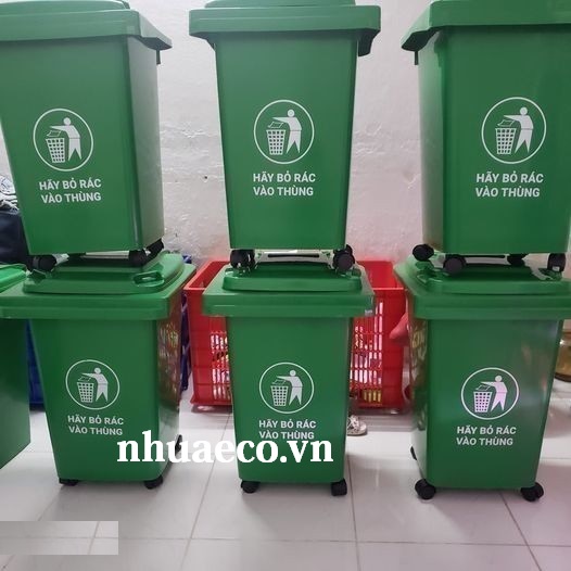 Thùng đựng rác công cộng 60L màu xanh