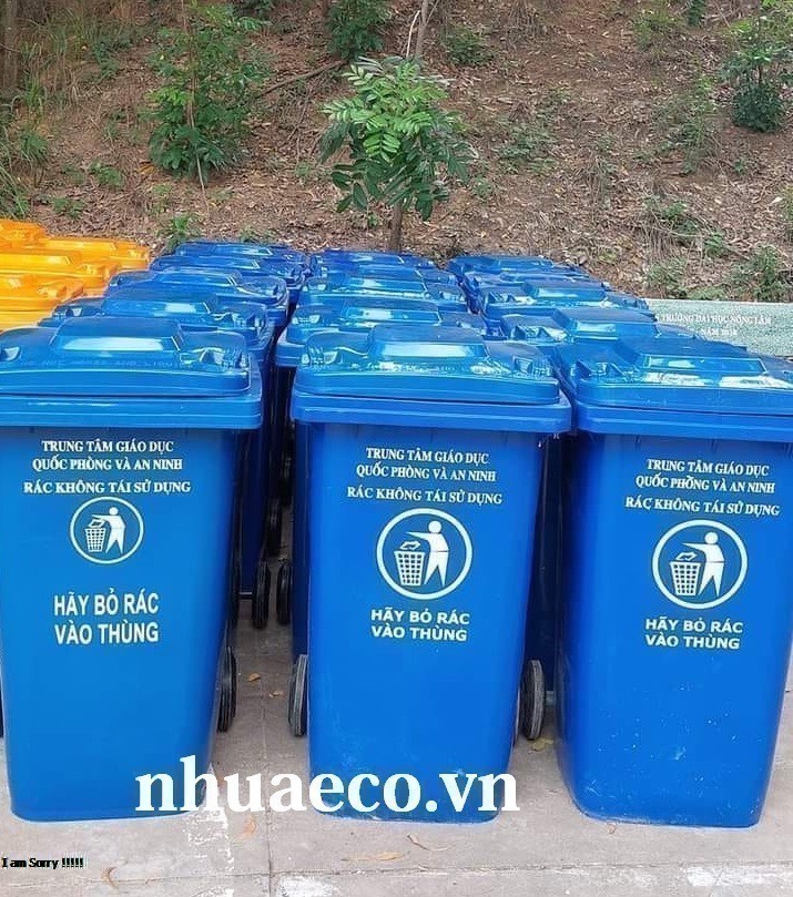 Thùng rác công cộng 120 lít màu xanh dương