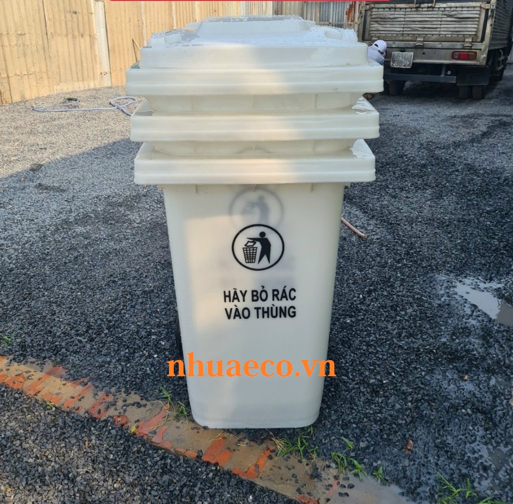 Thùng rác 120 lít trắng chứa rác thải y tế
