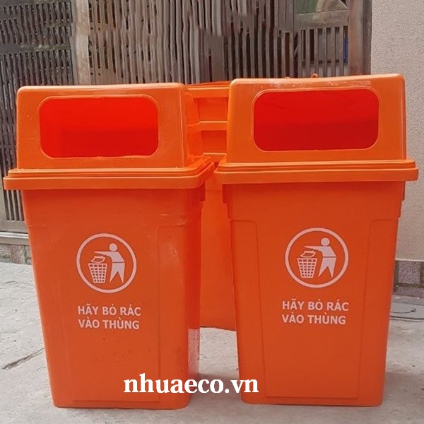 Thùng rác nhựa màu cam nắp hở 95L