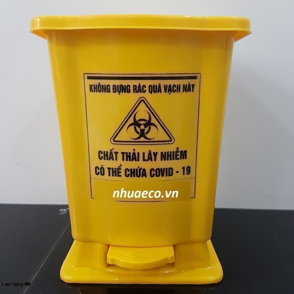 Thùng rác 20L màu vàng đựng chất thải có nguy cơ nhiễm sars-covi-2