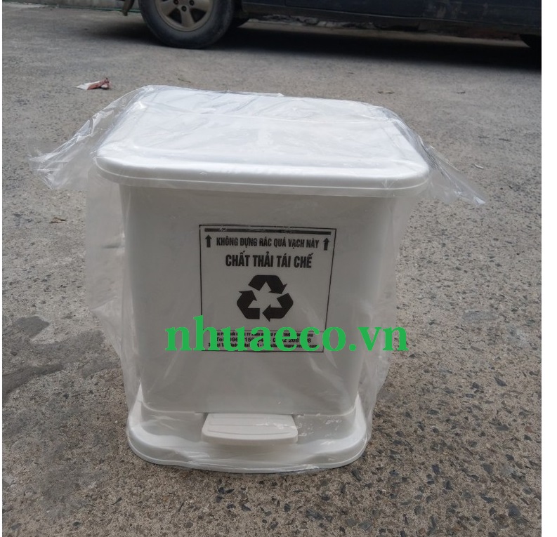 Thùng rác 15L trắng chứa rác thải tái chế giá rẻ