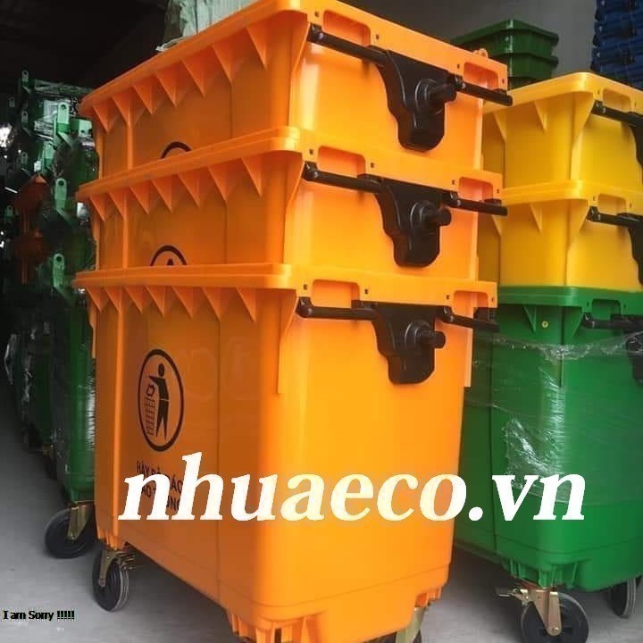 Thùng rác công nghiệp 660l màu cam giá rẻ