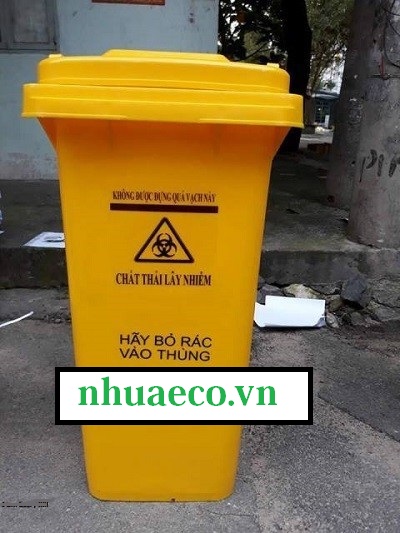 Thùng đựng chất thải lây nhiễm 120 lít có logo y tế