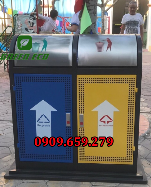 Thùng rác 2 ngăn tiện dụng thu gom và phân loại rác thải