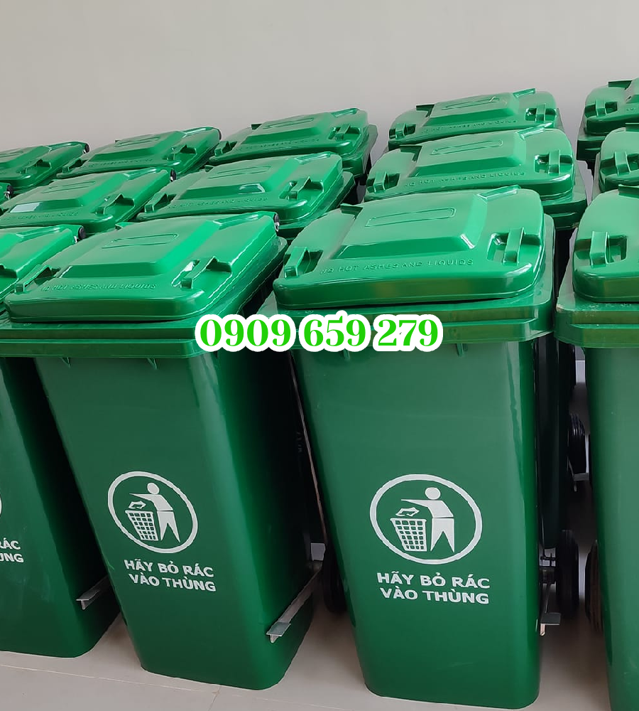 Thùng rác 120l xanh lá giá rẻ tại TP.HCM