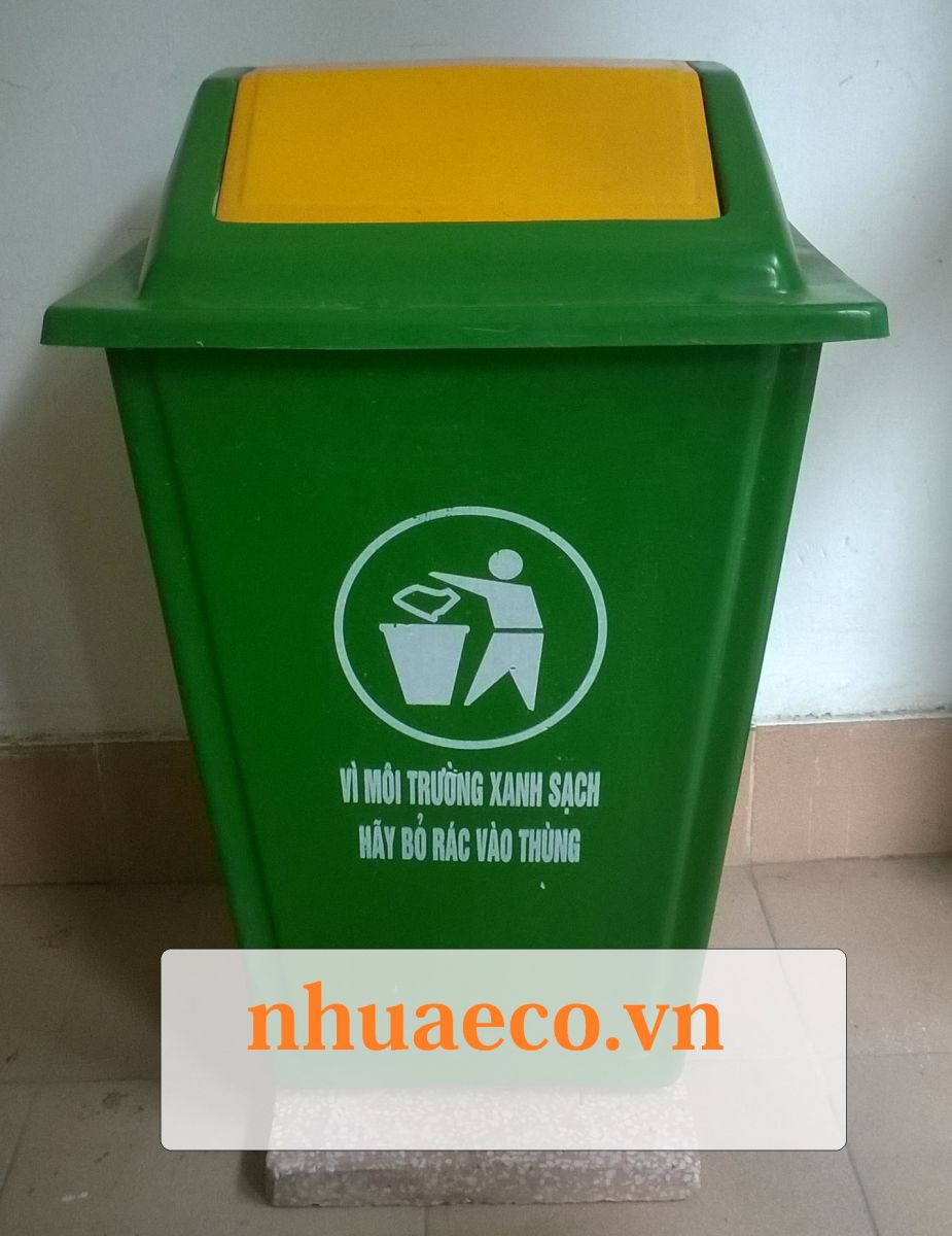 Thùng rác nhựa Composite 60 Lít nắp lật