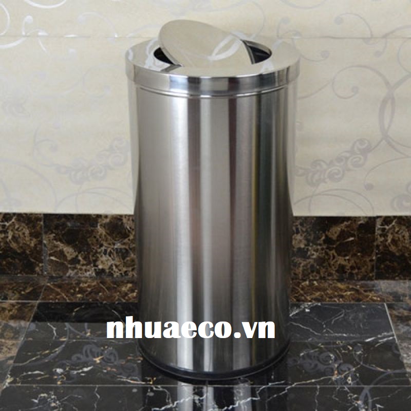 Thùng rác inox nắp lật tròn