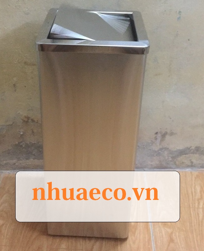 Thùng đựng rác inox vuông có nắp bập bênh