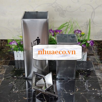 Thùng rác inox vuông nắp bập bênh sang trọng