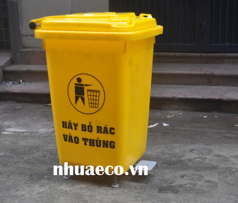 Thùng rác y tế 60L màu vàng chứa chất thải nguy hại lây nhiễm