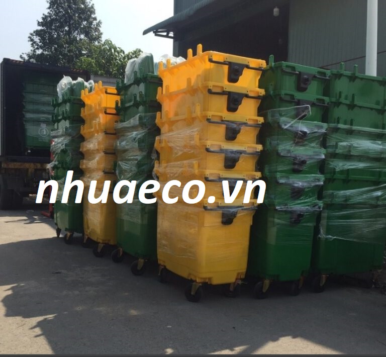 Thùng rác y tế bệnh viện 660L 4 bánh xe cao su nhỏ