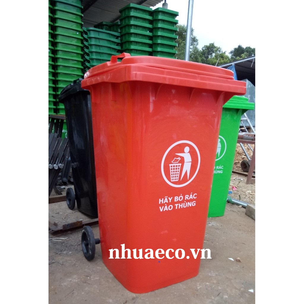 Thùng rác công nghiệp 240L màu đỏ giá rẻ