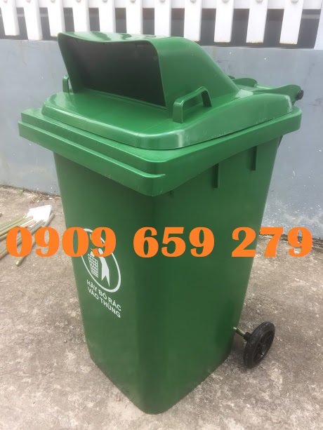 Thùng rác 240L nắp hở xanh lá nhựa HDPE