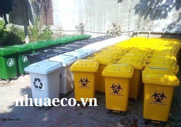 Thùng rác y tế màu trắng 60L chứa chất thải tái chế