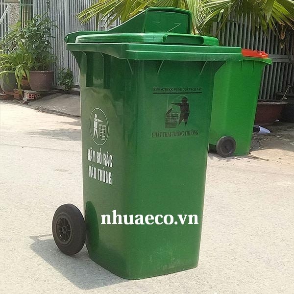 Thùng rác nắp hở 120 lít màu xanh, siêu bền, siêu rẻ