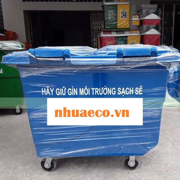 Thùng rác nhựa 1000 lít 2 nắp đậy kín