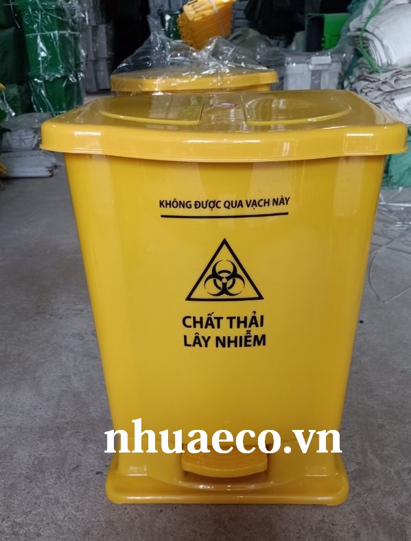 Thùng rác y tế màu vàng 20 lít đạp chân