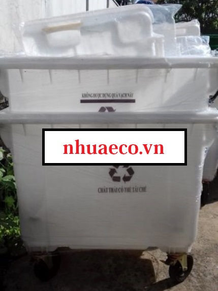 Xe lưu trữ rác thải y tế có thể tái chế 660 lít màu trắng