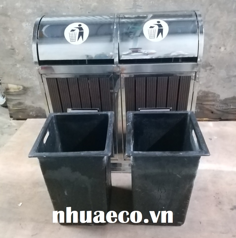 Thùng rác 2 ngăn nắp bập bênh