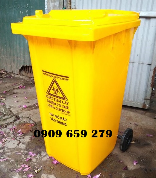 Thùng rác y tế 120 lít màu vàng chứa chất thải nguy hại lây nhiễm