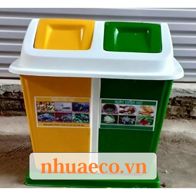 Thùng rác 2 ngăn nắp bập bênh tiện lợi