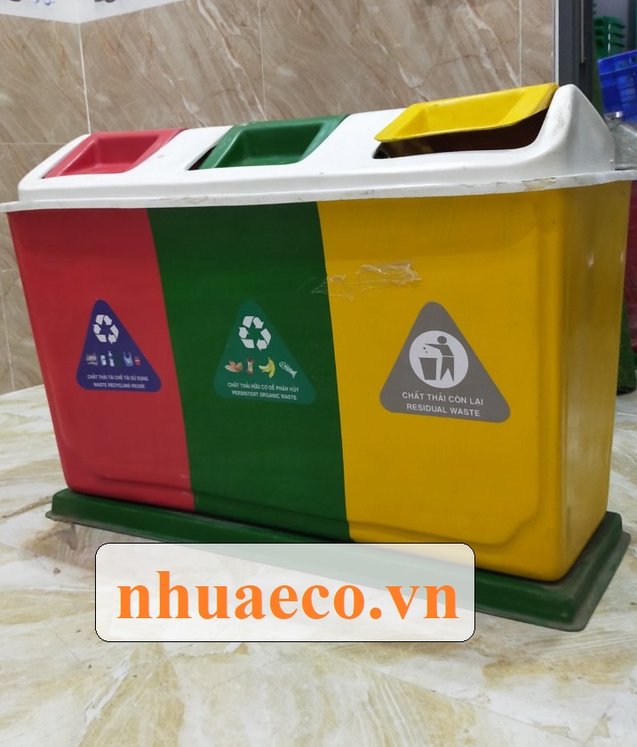 Thùng rác nhựa 3 ngăn composite giá rẻ