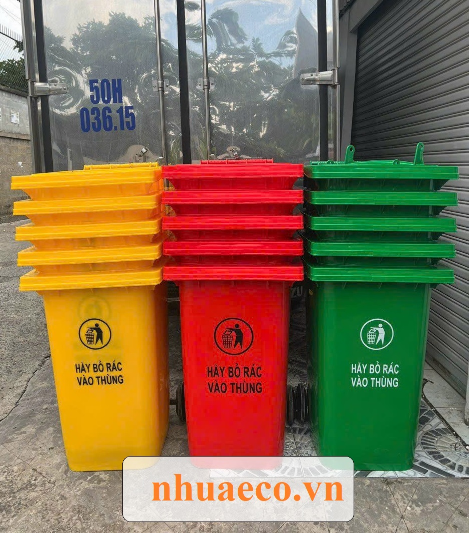 Thùng rác nhựa ngoài trời 360l siêu bền