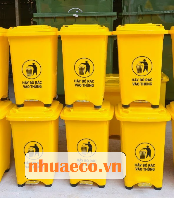 Thùng rác có đạp chân cố định 60L