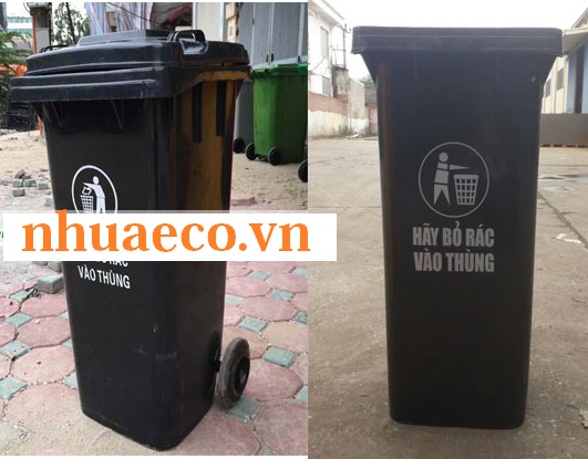 Thùng rác 240 lít màu đen chứa Rác Thải Nguy Hại