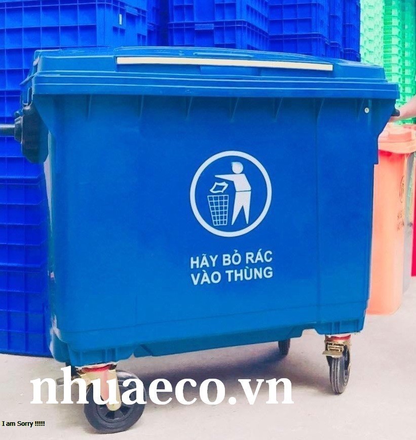 Xe đẩy rác công cộng 660 lít màu xanh dương giá tốt