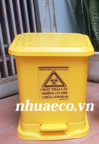 Thùng rác y tế 20L màu vàng - Thùng rác chứa chất thải có nguy cơ chứa Covid 19