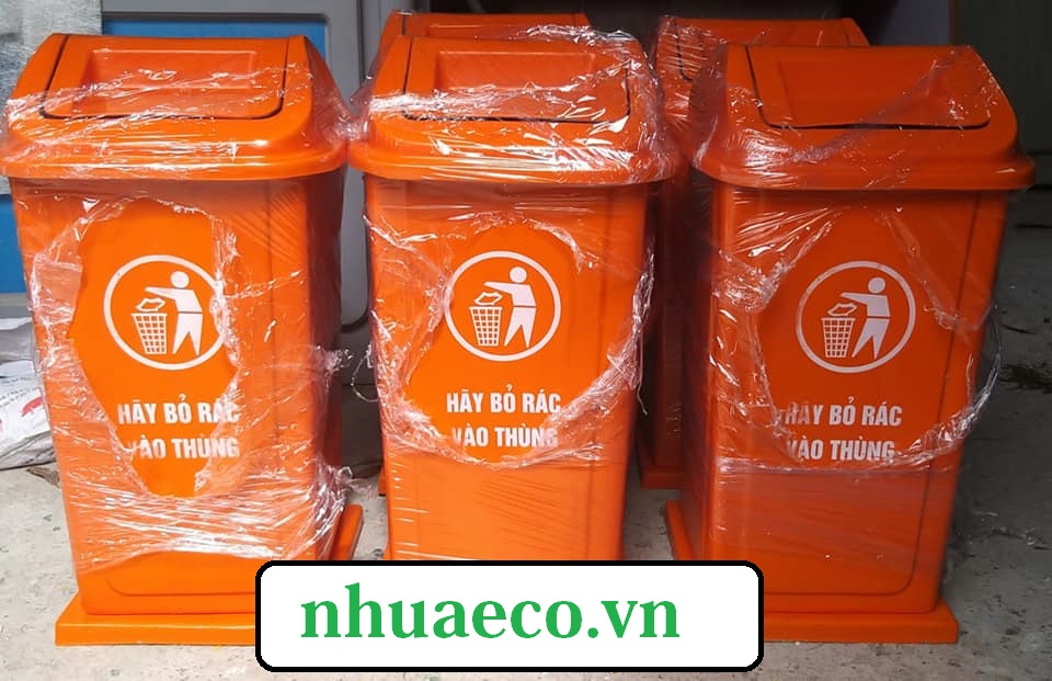 Thùng rác đặt cố định đế đá, dung tích 90L