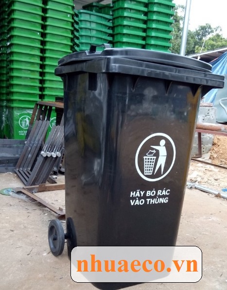 Thùng rác 240l màu đen chứa rác thải nguy hại