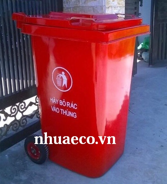 Thùng rác màu đỏ dung tích 240L