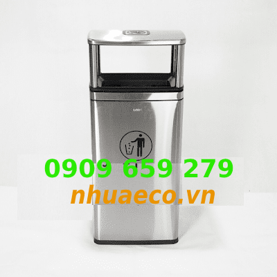 Thùng rác inox ngoài trời có mái che