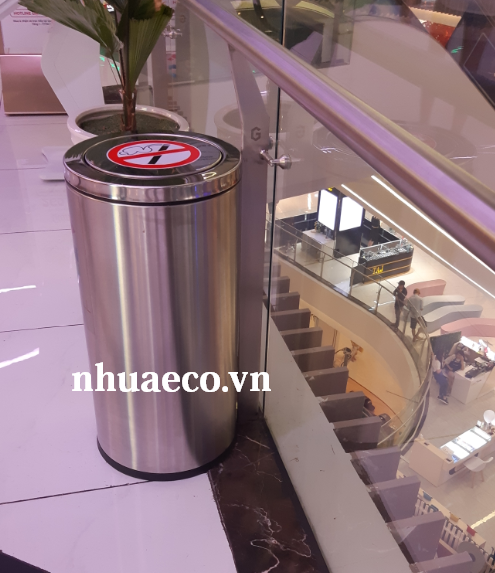 Thùng rác inox tròn nắp bập bênh cao cấp